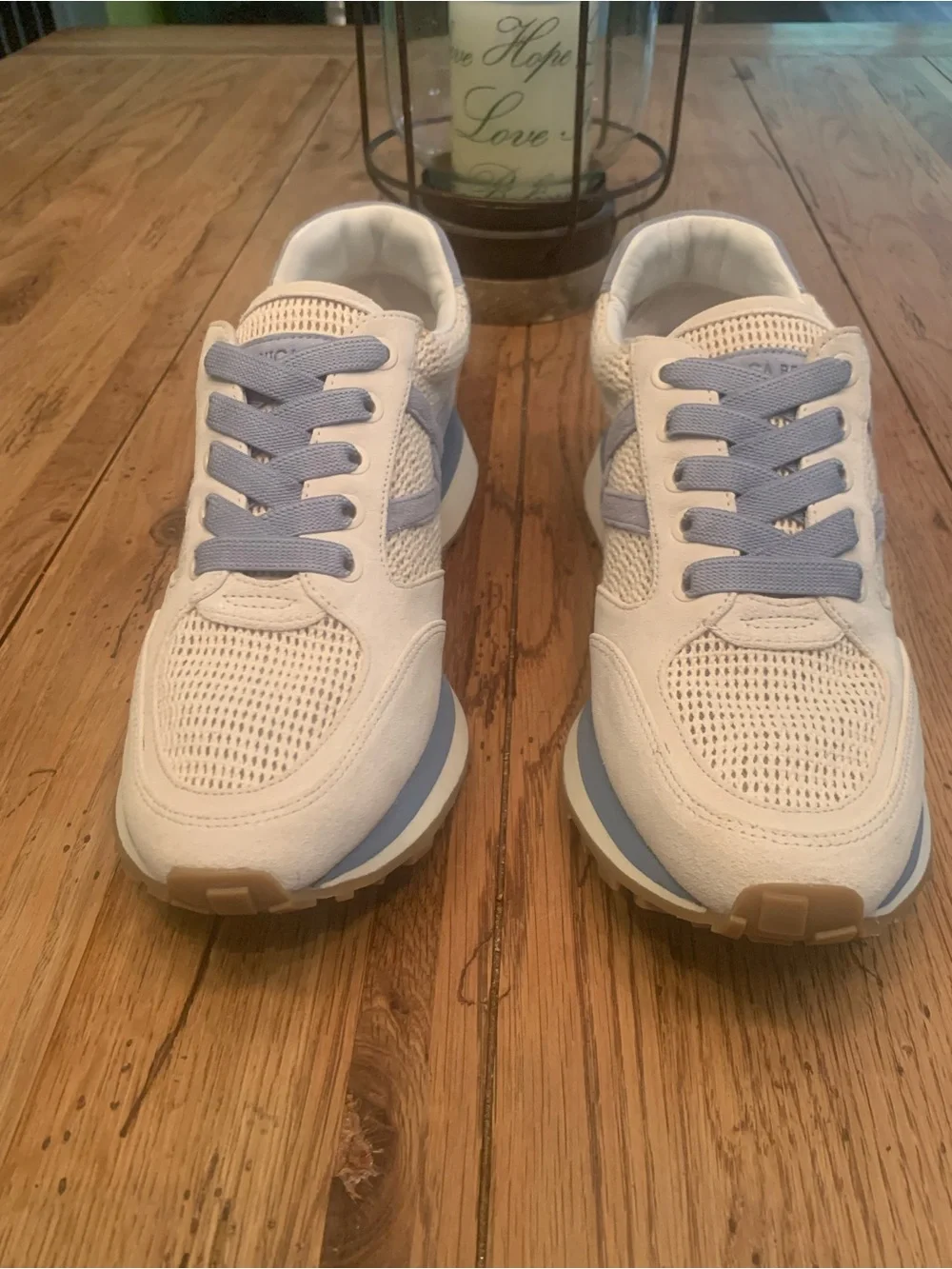 Veronica Beard Valentina Sneaker in Coconut/Vista Blue